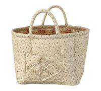 Knubbuf Quilted Storage Basket for Laundry & Skincare, Boho Floral Cotton Fabric Organiser Bin with Handles, Foldable Quilted Laundry Basket for Bedroom nursery home Decor (D)