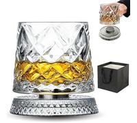 Knubbuf Rotating Crystal Whiskey Glass, 360° Rotating Crystal Whisky Tumbler, Old Fashioned Bourbon Glasses, Stress Relief Glassware Gift for Men, Dad, Husband (#03)
