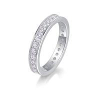 Knuckle Ring, Damen Ring Eleganter Ewigkeitsring mit 2 mm Moissanit Silber 9K Weißgold Größe 58 (18.5)