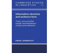 Knud Lambrecht Information Structure and Sentence Form (Tascabile)