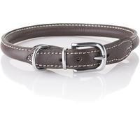 Knuffelwuff Collare per cani arrotondato in vera pelle morbida Hoopa Marrone 41-46 cm, 10 mm