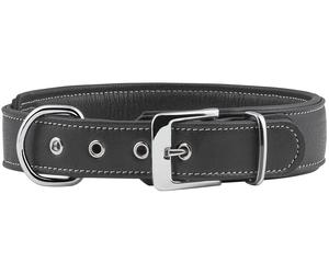 Knuffelwuff Collare per cani in vera pelle morbida Glendale Nero 33-40 cm, 4 cm