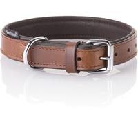 Knuffelwuff Collare per cani in vera pelle morbida Ticino, Marrone, 24-30cm