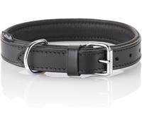 Knuffelwuff Collare per cani in vera pelle morbida Ticino, Nero, 36-45 cm