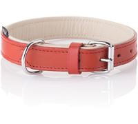 Knuffelwuff Collare per cani in vera pelle morbida Ticino, Rosso, 36-45 cm