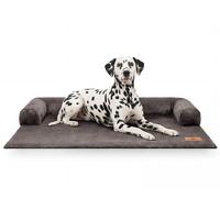 Knuffelwuff copridivano Hudson in velluto a coste, protezione elegante e spazio accogliente per il tuo divano XL 100 x 95cm Grigio-marrone
