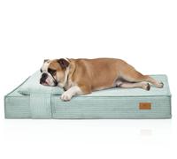 Knuffelwuff cuccia ortopedica Soleya in corduroy con effetto tessuto a mano e cuscino comfort separato 80x60cm Petrol