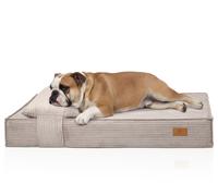 Knuffelwuff cuccia ortopedica Soleya in corduroy con effetto tessuto a mano e cuscino comfort separato 80x60cm Grigio Chiaro