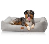 Knuffelwuff cuccia per cani ortopedica Olivia in cord con effetto tessuto a mano S 70 x 50cm Grigio chiaro