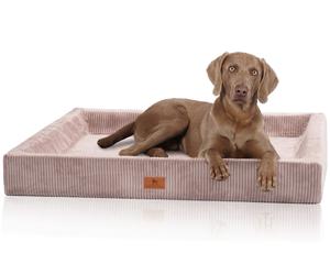 Knuffelwuff cuccia per cani ortopedica Santiago in cord con effetto tessuto a mano S 70 x 50cm Rosa