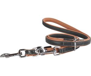 Knuffelwuff Guinzaglio morbido in vera pelle regolabile Arcadia Nero, lunghezza 200 cm, larghezza 1,5 cm