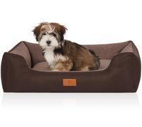 Knuffelwuff Lettino per cani Luke in velluto con raffinato effetto tessuto a mano Marrone-Potatoe S 70 x 50cm