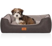 Knuffelwuff Lettino per cani Luke in velluto con raffinato effetto tessuto a mano Nero-Grigio S 70 x 50cm