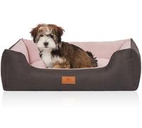 Knuffelwuff Lettino per cani Luke in velluto con raffinato effetto tessuto a mano Nero-Rosa S 70 x 50cm
