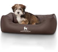 Knuffelwuff Lettino per cani Milan in pelle sintetica trapuntata al laser Marrone S 70 x 50cm