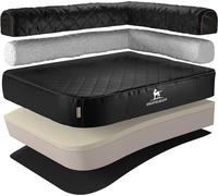 Knuffelwuff Lettino per cani ortopedico angolare Wislow in pelle sintetica trapuntata al laser XL 100 x 70 cm Appoggio a destra Nero