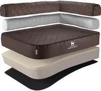 Knuffelwuff Lettino per cani ortopedico angolare Wislow in pelle sintetica trapuntata al laser XL 120 x 80 cm Appoggio a destra Marrone