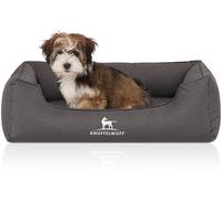 Knuffelwuff Lettino per cani ortopedico idrorepellente Leon in velluto con effetto tessuto a mano Antracite S 70 x 50cm