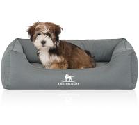 Knuffelwuff Lettino per cani ortopedico idrorepellente Leon in velluto con effetto tessuto a mano Petrol S 70 x 50cm