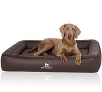 Knuffelwuff Lettino per cani ortopedico in pelle sintetica trapuntata al laser Hampstead Marrone S 70 x 50cm