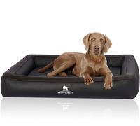 Knuffelwuff Lettino per cani ortopedico in pelle sintetica trapuntata al laser Hampstead Nero S 70 x 50cm