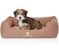 Knuffelwuff Lettino per cani ortopedico Leano in velluto con effetto tessuto a mano Marrone chiaro S 70 x 50cm