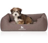 Knuffelwuff Lettino per cani ortopedico Leano in velluto con effetto tessuto a mano Marrone S 70 x 50cm