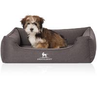 Knuffelwuff Lettino per cani ortopedico Leano in velluto con effetto tessuto a mano Nero S 70 x 50cm