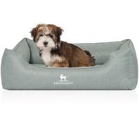 Knuffelwuff Lettino per cani ortopedico Luisa in velluto con effetto tessuto a mano Sunshine Edition Petrol S 70 x 50cm