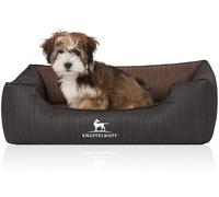 Knuffelwuff Lettino per cani ortopedico Outback in pelle sintetica trapuntata al laser Nero/Marrone S 70 x 50cm