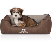 Knuffelwuff Lettino per cani ortopedico Outlander in pelle sintetica trapuntata al laser Marrone/Grigio