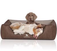 Knuffelwuff Lettino per cani ortopedico Outlander in pelle sintetica trapuntata al laser XL 105 x 75 cm Marrone/Grigio
