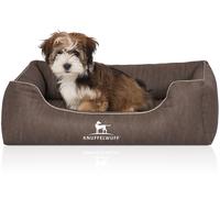 Knuffelwuff Lettino per cani ortopedico Tampa in pelle sintetica trapuntata al laser Grigio-marrone S 70 x 50cm