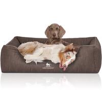 Knuffelwuff Lettino per cani ortopedico Tampa in pelle sintetica trapuntata al laser XL 105 x 75 cm Grigio marrone