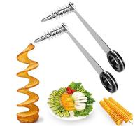 KNUIUYY 2 Pezzi Taglia Patate a Spirale, Spiralizzatore Verdure Affettatrice a Spirale, Spiralizzatore per Patate, per Patate Cetrioli Carote Frutta Ideale per Cucina Barbecue Picnic