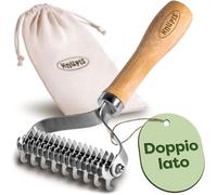Knupis Spazzola per Cani Pelo Lungo e Pelo Corto - in Legno di Bambù Sostenibile FSC® - per Rimuovere Sottopelo - Acciaio Inossidabile - Pettine Gatti e Cani 9+17