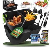 KNUSPERLIEBE® Airfryer - Set di accessori per friggitrice ad aria calda XXL per Airfryer Ninja Foodi Flexdrawer AF500EU, Cosori Twinblaze, Cecotec 9000, 10,4 l, 10,4 l, 2 stampi in silicone da 5,2 l,