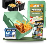 KNUSPERLIEBE® Set di 2 stampi in silicone per friggitrice ad aria calda, Airfryer, senza BPA, accessori Ninja Foodi Dual Zone AF300EU AF400EU AF451 SL400EU | inserto in silicone Air Fryer Acessory