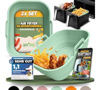 KNUSPERLIEBE® Set di 2 stampi in silicone per Ninja Foodi Max Dual Zone, pieghevoli, per friggitrice ad aria calda, senza BPA, AF400EU AF300EU AF400EUCP | inserto in silicone Air Fryer Accessories