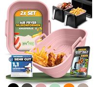 KNUSPERLIEBE® Set di 2 stampi in silicone per Ninja Foodi Max Dual Zone, pieghevoli, per friggitrice ad aria calda, senza BPA, AF400EU AF300EU AF400EUCP | inserto in silicone Air Fryer Accessories