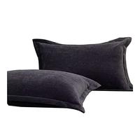 KNVSS Federe, Premium Federe Cuscino Letto, Federa in Pile di Latte, Copricuscino in Microfibra, Antiacaro e Ipoallergico, 2 Pezzi (Nero,48x74cm*2)