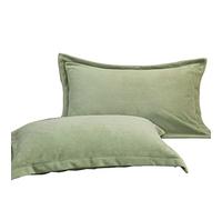 KNVSS Federe, Premium Federe Cuscino Letto, Federa in Pile di Latte, Copricuscino in Microfibra, Antiacaro e Ipoallergico, 2 Pezzi (Verde,48x74cm*2)