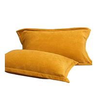 KNVSS Federe, Premium Federe Cuscino Letto, Federa in Pile di Latte, Copricuscino in Microfibra, Antiacaro e Ipoallergico, 2 Pezzi (Giallo,48x74cm*2)