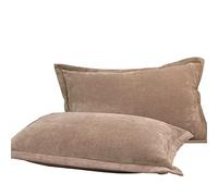 KNVSS Federe, Premium Federe Cuscino Letto, Federa in Pile di Latte, Copricuscino in Microfibra, Antiacaro e Ipoallergico, 2 Pezzi (Marrone,48x74cm*2)