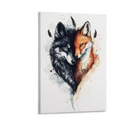 KNZVCXUEH The Lupo And The Volpe Quadro Su Tela Stampa Artistica Animali della giungla Stampe Da Parete Per Camera Da Letto Soggiorno Bagno Canvas Impermeabile 08x12inch(20x30cm)