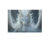 KNZVCXUEH White Drago Quadro Su Tela Stampa Artistica shock Stampe Da Parete Per Camera Da Letto Soggiorno Bagno Canvas Impermeabile 20x30inch(50x75cm)