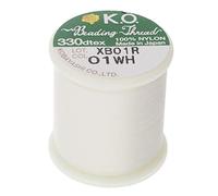KO, rocchetto in nylon giapponese per perline, colore bianco, 100% nylon pre-cerato, 330TEX, corde resistenti all'intreccio, bobina da 50 m / 55 yd, ideale per progetti con perline tonde, lavori a