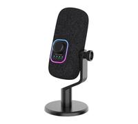 Ko-Star Microfono USB, 4 modelli di pickup (cardioide/omni/stereo/bipolare), microfono professionale da studio con porta monitor, tocca per disattivare, luce RGB, per podcast, streaming, giochi, PC