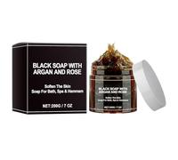 KOAHDE Black Soap with Argan and Rose, Body Scrub ammorbidente, 200 g, 1 pezzo