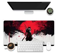 KOAIWPAE Grande tappetino per mouse da gioco, tappetino da scrivania samurai giapponese, tappetino da scrivania rosso e bianco, 80 x 40 cm, grande tastiera per computer, tappetino per mouse con base
